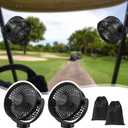 2-Pack Magnetic Golf Cart Fan Rechargeable, 12000mAH Battery Operated Portable Fan with 3 Speeds, LED Lantern, Magnetic Base, Suitable for EZGO Club Car Yamaha, Golf Cart & Cruise Ship Accessories