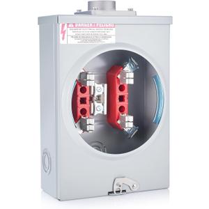 Relaxweex 125a, 4 Jaw Meter Base Meter Socket, 13.8 x 8.7 x 4.3 Inch, 600v 1 Phase 3 Wire Ringless Type, with Horn Bypass, Suitable for Overhead/Underground Feed