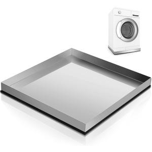 Tandefio Washing Machine Pan 28" x 30" x 2.5" Heavy Duty 304 Stainless Steel Washing Machine Drain Pan Washing Machine Tray and Anti Slip Bottom Pad, No Hole