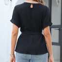 CiCiBird Women Dressy Casual Blouses Summer Peplum Tops Work Pleated Blouse (Black, M)