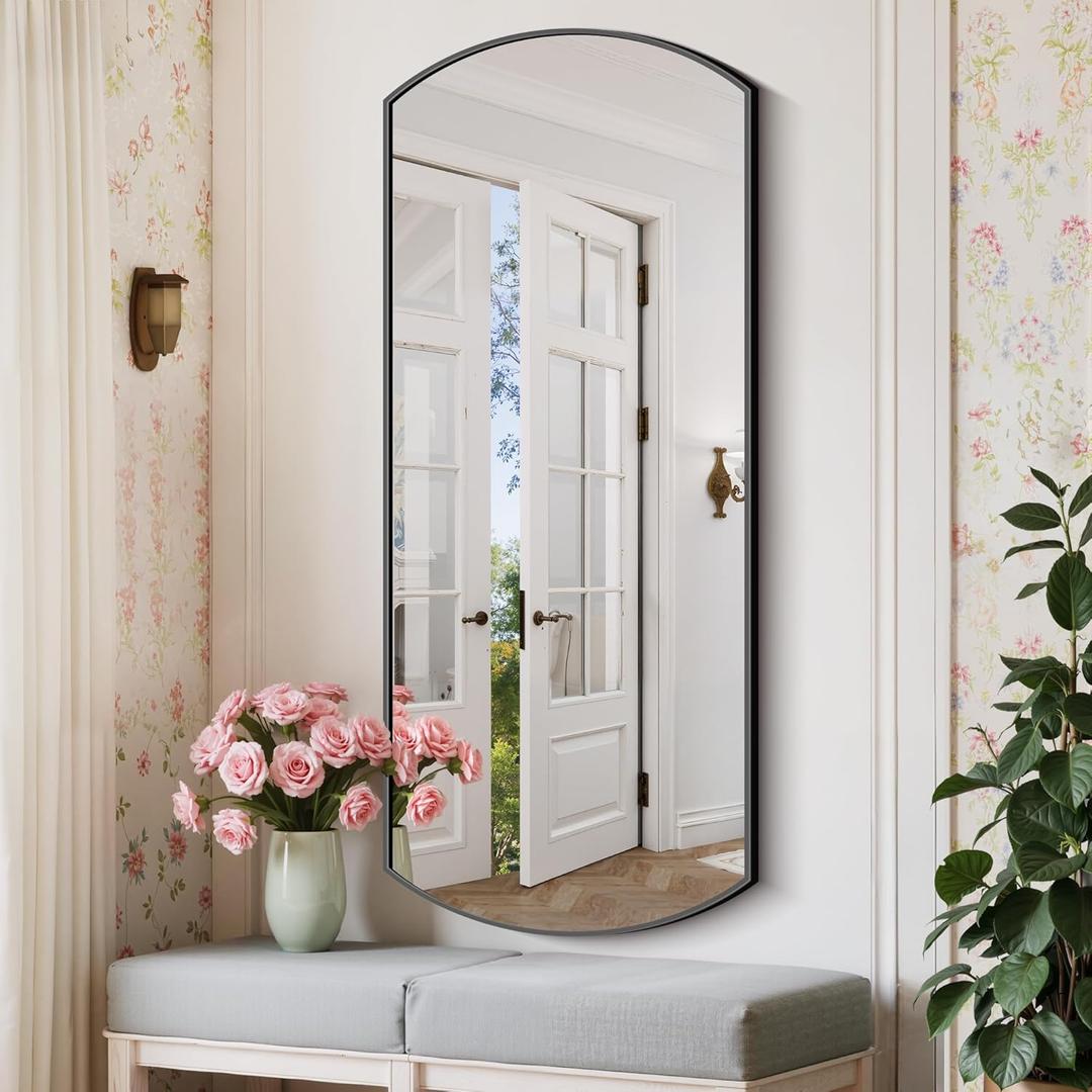 Bathroom Mirror, 20x48 Inch Black Oval Wall Mounted Mirror with Thin Metal Frame, Modern Bathroom Vanity Mirrors for Over Sink, Entryway, Living Room, Bedroom