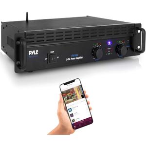 Professional Audio Bluetooth Power Amplifier - 2-Channel Rack Mount Bridgeable, LED Indicators, Shockproof Binding Posts, Cooling Fans 1000 Watt - Pyle PTA1000