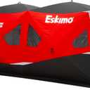 Eskimo Outbreak 850XDP, Pop-Up Portable Ice Fishing Shelter, No-Trip Door, 7-9 Person, Red/Black, 50850