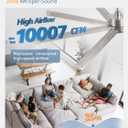ZMISHIBO 72 Inch Ceiling Fans with Lights, Indoor/Outdoor Industrial Ceiling Fan with 8 Aluminum Reversible Blade, Quiet DC Motor, 3CCT&6-Speed Remote Control, Damp Rated for Living Room/Garage/Gazebo