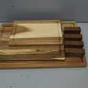 Set of 3 Acacia Wood Cutting Board Set,Wooden Chopping Boards with Juice Groove and Stand Holder for Kitchen,Butcher Block for Meat,Vegetables, Fruit