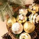 DecorbyHannah Large Gold White Christmas Ornaments, 9ct 3.15 inches Ornaments for Christmas Tree Decorations Set, Shatterproof Plastic Hanging Scandinavian Balls Bulk for Xmas Indoor Party Decor