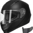 GLX GX11 Compact Motorcycle Helmet - Matte Black, Large - Full Face w/ Tinted Visor, DOT Approved L 
