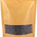 100pcs 5.9 x 8.62 Inch Kraft Stand Up Pouches Zip Lock Food Storage Bags with Matte Window Multipurpose Kraft Paper Bags Reusable, Heat-Sealable