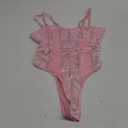 Lilosy Sexy Strappy Underwire Push Up Floral Lace Mesh Sheer Babydoll Lingerie Women Teddy Bodysuit Top Corset Bustier Nightgown Nightshirt See Through One Piece Pink, Medium