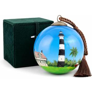 LiBien Santa Beach Inside Painted Glass Ornament - 3.15'' Hand Art Collectible - Tropical Summer Decor for Beach Lovers, Birthdays, Mother's Day & Coastal Home