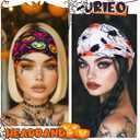 Urieo Halloween Headband Pumpkin Hair Bands Wide Festival Hair Accessories for Women
