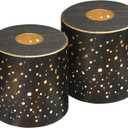 Metal Lamp Shades Set of 2, Cylinder Metal Lampshade, 4.75" Diameter, 5" Height, Light Fixture Replacement Iron Globe with 1-5/8-Inch Fitter Opening, Bronze Outer and Gold Inner (Starry Sky)