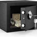 Mini Jewelry Lock Box, Black, 0.23 Cubic Feet
Small Safe Box with Key Lock, Compact Steel Security Safe, For Closet Shelf, For Nightstand, For Personal Valuables