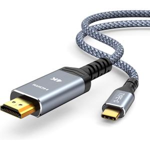 Highwings USB C to HDMI Cable @60Hz 4K, USBC to HDMI 1.8M, [Thunderbolt 3/4/5 Compatible] Type-C to HDMI Cord 2.0 Braided for iPhone 16/15 Series, MacBook Pro/Air, iPad, Surface, Galaxy, XPS, and More (Grey)