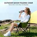 AXIONA ELEMENTS Outdoor 3-Layer Padded Moon Chair, Thick Cotton Cushion, 600D Oxford Fabric, Portable Folding Camping Chair with Side Pocket, Supports up to 300 lbs, 26" x 15" x 15" (Green/Compact)