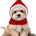 Christmas Pet Hat - Red Knitted Cat Santa Dog Hat, Warm Winter Neck Ear Warmer Headband Protector Costume Headwear for Pet Outfit Decoration (L)