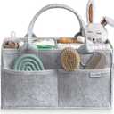 PUTSKA Baby Diaper Caddy Organizer - Nursery Storage Basket for Diaper Station, Baby Basket Shower List and Registry Gift Must-Haves, Newborn Essentials, Nursery Decor for Boy or Girl - Grey, Regular