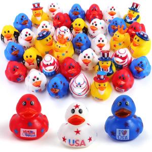 36 Pcs Patriotic Rubber Ducks - 250th Anniversary Independence Day Duck for Jeep,Rubber Duckies Bath Toys, 4th of July Pool Party Favors, Summer Beach Shower Decor, Bags Filler