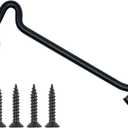 4 Pack 6" Hook and Eye Gate Latch, Stainless Steel Rust-Resistant Barn Door Lock Cabin Hooks for Gate Shutters Window Slide Barn Shed Cabinet Bathroom, with 16pcs Screw,Black