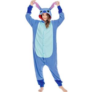 NAITOKE Animal Onesie Adults Halloween Costumes Cosplay Pajamas (Large, Blue)
