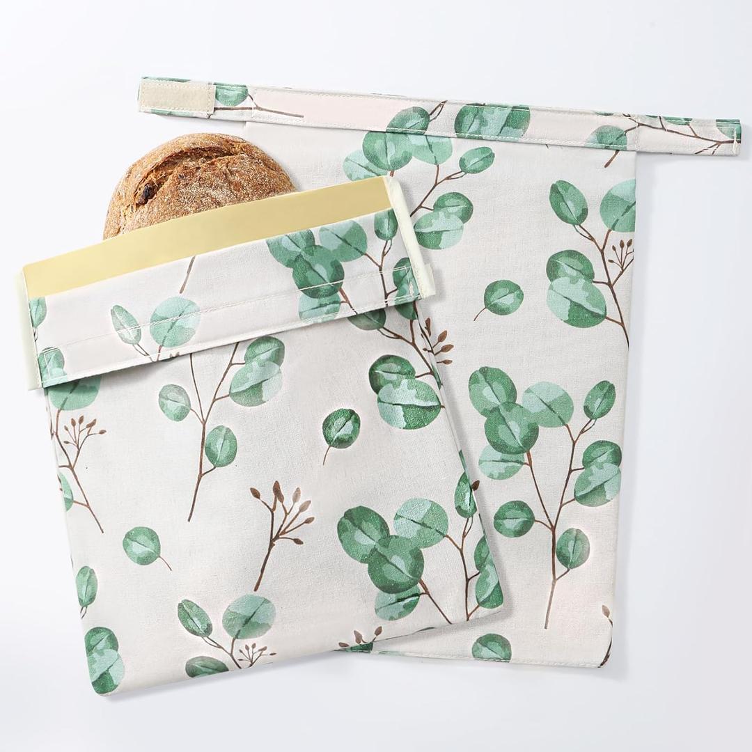 Beeswax Bread Bags for Homemade Bread. Beeswax Bags for Sourdough2 Pack Eucalyptus Leaf Design). 11 * 15IN. ZSHLXM
