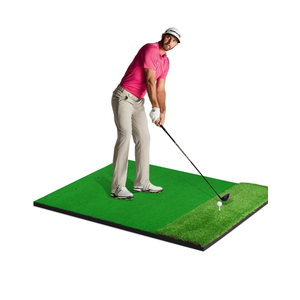 Dual-Turf Golf Hitting Mat, 5x4 Ft Golf Swing Training Practice Mat Chipping Mat Artificial Turf for Indoor/Outdoor Includes 3 Rubber Tees for Men/Boys & Golfers