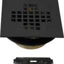 Westbrass D206BS-62 4-1/4" Square Grate Shower Drain Cover with 2" Brass Drain Pipe, Matte Black