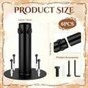 6 Pack String Light Pole Base for Planters, Heavy Duty Metal Holder for Outdoor Patio String Lights, Fits 1.5 Inch Poles, Rust Resistant Mount with Screws for Backyard Garden Decor