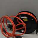 Giraffe Tools TA15BPLUS Retractable Air Hose Reel with Swivel Bracket 3/8" x 50 ft Hybrid Hose, Ceiling/Wall Mounted Heavy Duty Industrial Air Compressor Hose Reel, 300PSI, 50ft