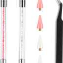 Kaychan Rhinestone Picker Tool 2 Acrylic Handle Rhinestones Applicator Dual-Ended DIY Nail Art Tool with 4 Extra Wax Tips and 1 Tweezer