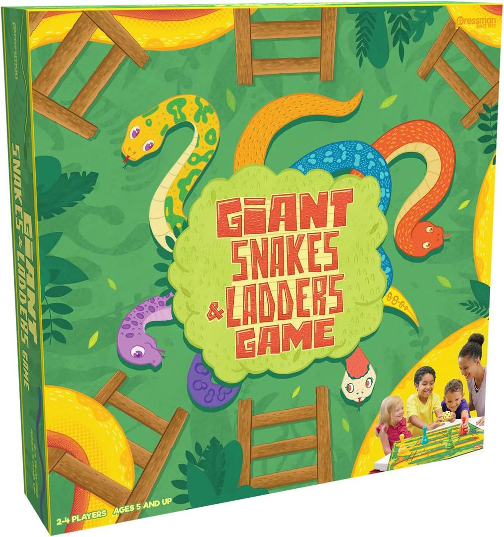 Pressman Giant Snakes & Ladders Game - Classic Gameplay Supersized, 60 months to 1188 months