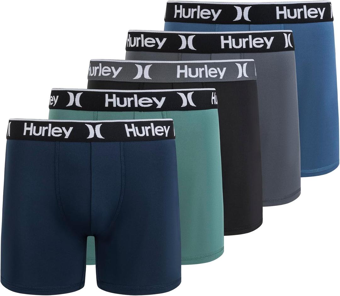 Hurley mens 5 Pack Stretch Boxer Briefs, L