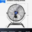 iLiving Wall Mounted/Floor Stand Variable 20 Inches Speed Indoor/Outdoor Fan, Industrial grade for Patio, Greenhouse, Garage, Workshop, and Loading Dock, 4650 CFM, Black