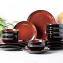 LERATIO Porcelain Dinnerware Sets for 6,18 Piece Plates and Bowls Set