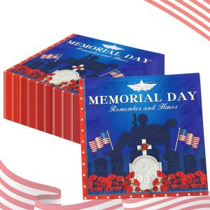 40Pcs Memorial Day Napkins,Veterans Day Party Supplies Patriotic Soldiers Theme Paper Napkins for Independence day, Memorial Day Decorations