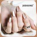 JODSONE 30PCS Nude Cat Eye Press on Nails Set Reusable Short Square Fake Nails Acrylic Diamond Shine Glossy Nature Stick on Nails for Women