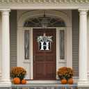 Ultra Large 14'' Last Name All Year Round Front Door Wreath with 26 Initial Letter Welcome Sign All Seasons Eucalyptus Garland and Bow Wreaths for Front Door Porch Farmhouse Decoration (H)