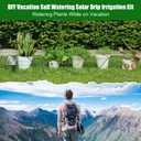 Solar Automatic Drip Irrigation Kit System, JIYANG Solar Powered Auto Easy DIY Watering Device Supported Pots Plants, 6 Timing Modes with Anti-Siphoning Device (Supported 10 Pots, 6Timing Modes)