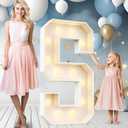 Ledido 4FT Marquee Light Up Letters Large Light Up Letters for Party Decoration, Marquee Letter for Birthday Graduation Baby Shower Wedding, Pre-cut Foam Board Assembly Required Letter S