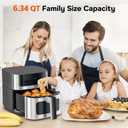 Simple Deluxe 8-in-1 Air Fryer 6.34 Qt, Digital Preset Airfryer with Visible Window, Nonstick and Dishwasher-Safe Basket, Air Fry, Chicken, Pizza, Dehydrate, Fries, 90-Min Timer, 1700W, Gray