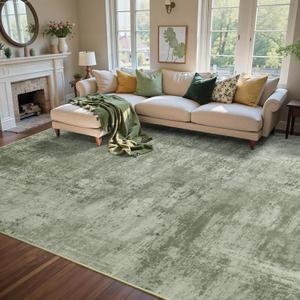 8x10 Ft Large Area Rugs for Living Room, Soft Non-Slip Washable Rugs Modern Abstract Pattern Carpet for Bedroom Indoor Floor Nursery Home Decor (Green)