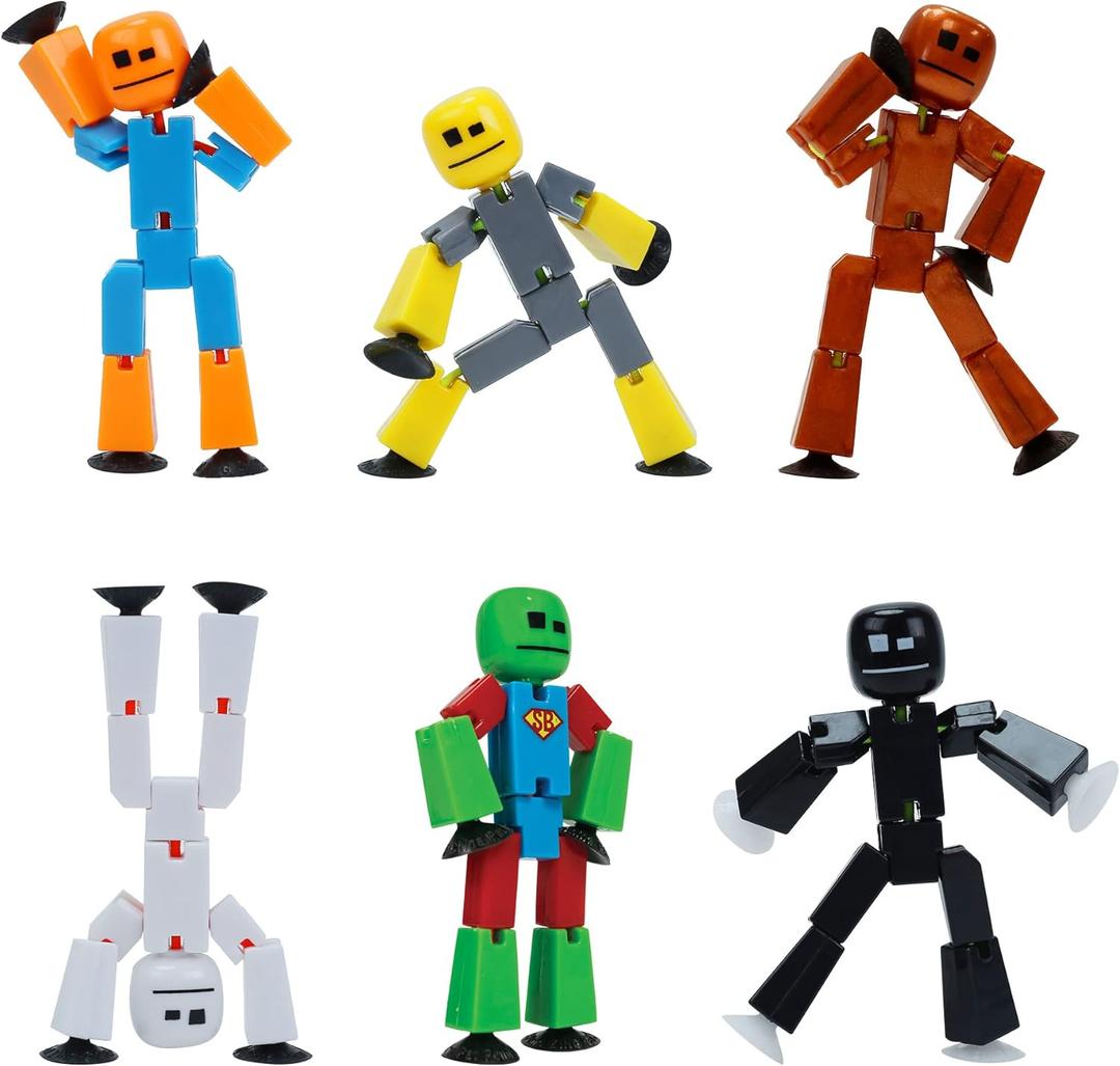 Zing Stikbot 6 Pack, Set of 6 Stikbot Collectable Action Figures, Create Stop Motion Animation (Styles May Vary)