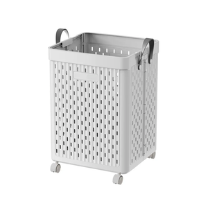 UAK Laundry Basket with Wheels, Collapsible Plastic Laundry Hamper with Handle, Foldable Laundry Basket Organizer for Laundry and Bathroom (Grey, Extral Large)