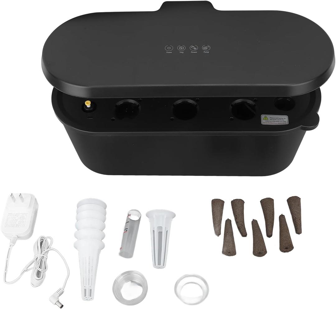 Hydroponics Growing System, Indoor Smart Garden LED Intelligent Vegetable Planting Machine, Plant Germination Kit Automatic Timer Healthy Freshs Herbs Vegetables (Black)