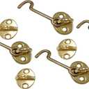 QCAA Forged Brass Cabin Hook Latch & Eye, 3", Vibrated Brass, 4 Pack, Made in Taiwan