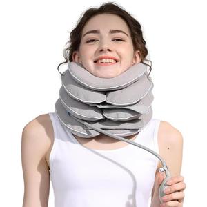 Neck Stretcher with Neck Brace,Cervical Traction Neck Device,Neck Relief Tool,Adjustable Inflatable Cervical Brace,Home Use Neck Decompression New Technology Breathable Fabric Washable&Colorfast(Gray)