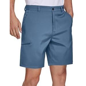 PULI Men's Dress Shorts Hybrid Stretch Summer Quick Dry Travel Casual Athletic Workout with Pockets Dark Blue 32