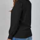 Tankaneo Womens Puff Long Sleeve Tunic Tops Trendy Casual V Neck Fall Shirts Loose Fit Basic Tees (Black, S)