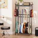 Guitar Stand, Guitar Rack Holder for Acoustic Guitar, Electric Guitar, Bass Display Stand, Multiple Guitar Rack Holder for 7-9 Guitars, Guitar Amp Accessories, for Home Music Studio, Black