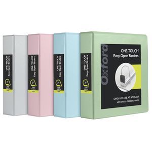 Oxford 3 Ring Binders, Binders for School and Office, 2 Inch ONETouch Easy Open D Rings, 3Sided View Binder Covers, Xtralife Hinge, NonStick, PVCFree, Black, 530Sheet Capacity, 4 Pack (79911)